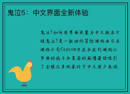 鬼泣5：中文界面全新体验